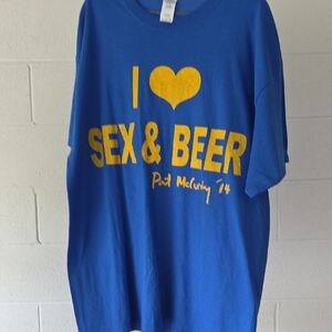 Blue "I ♥ Sex & Beer" Graphic Tee